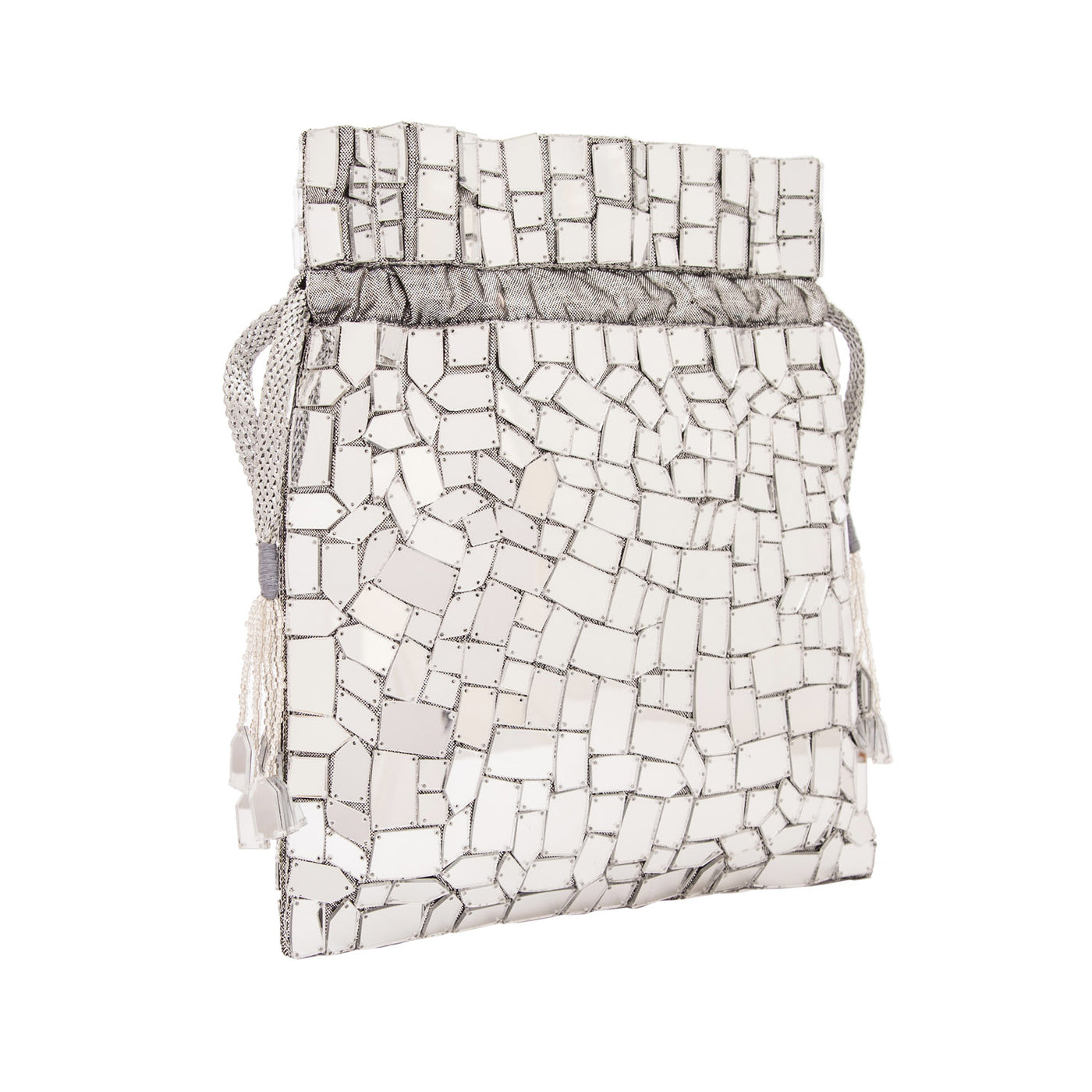 Pixie Silver Bucket Bag - Women's clutch bag for evening wear
