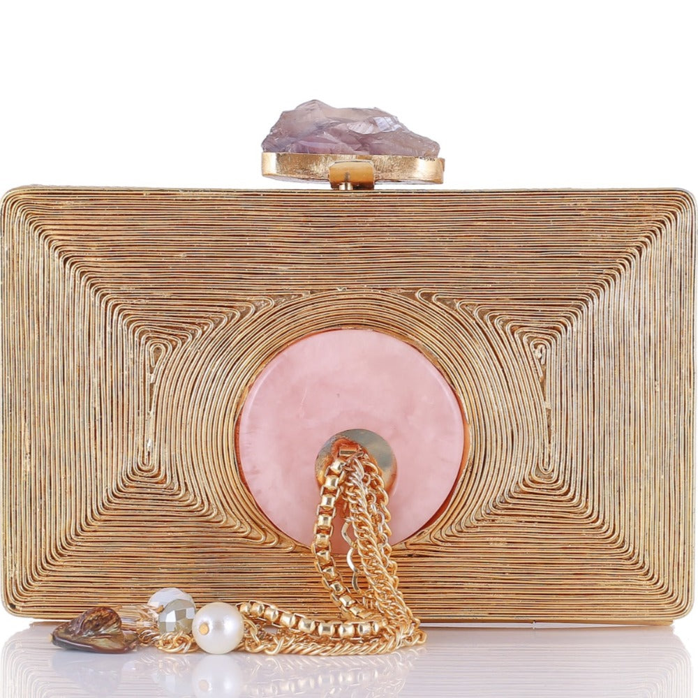 Stone Drop Gold Women's evening clutch bag – mintsa
