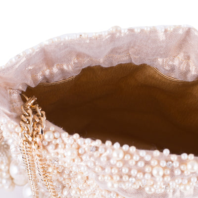 Pearl Bucket Ivory - Women's clutch bag for evening wear