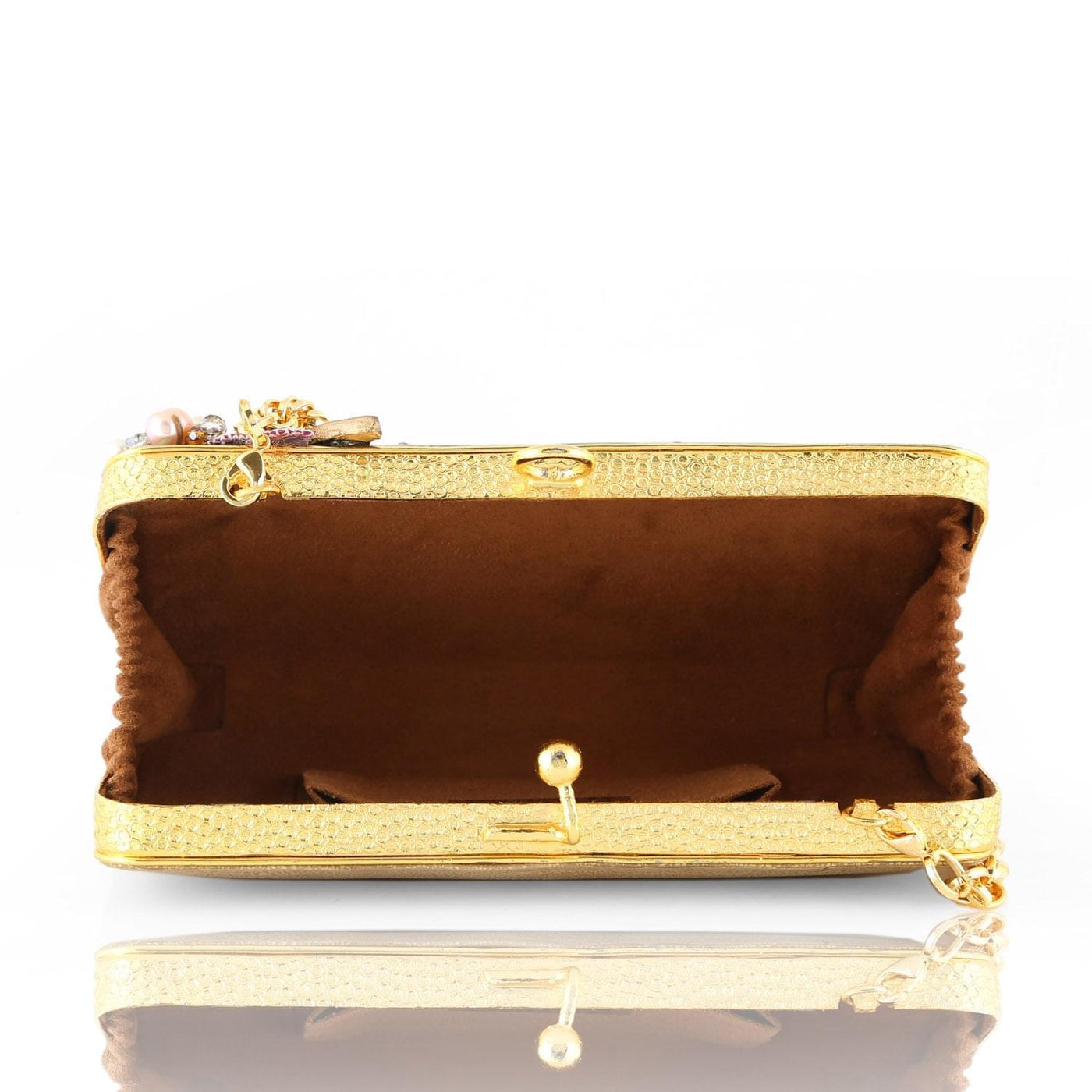 Ampelia Abalon Clutch - Women's clutch bag in gold and shell