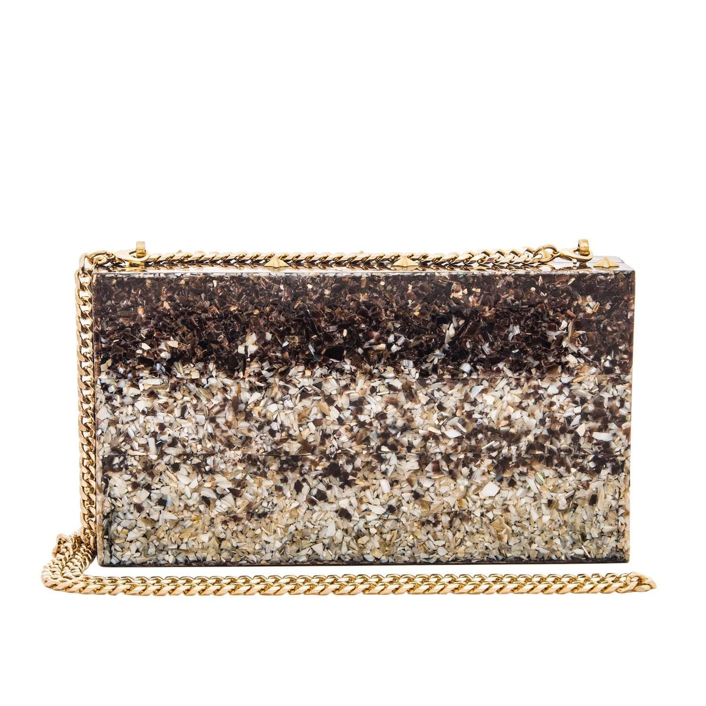 Asteria Clutch - Women's clutch bag in gold and shell