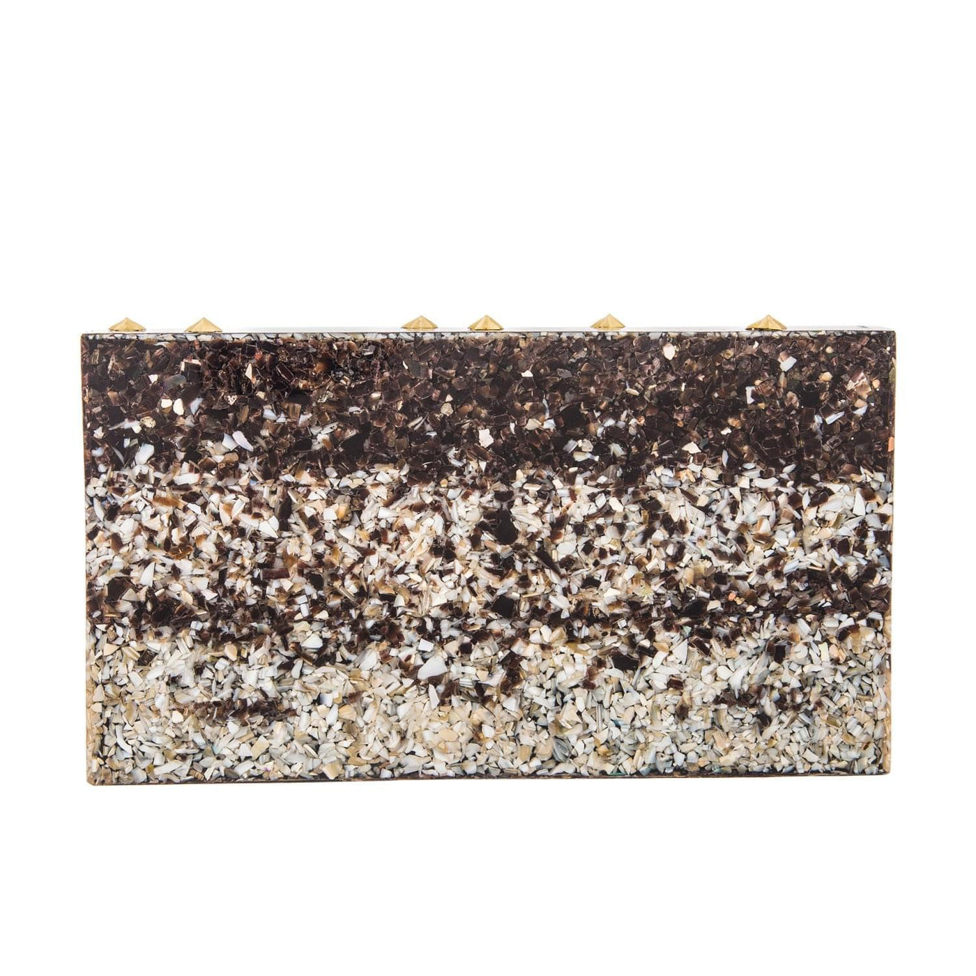 Asteria Clutch - Women's clutch bag in gold and shell