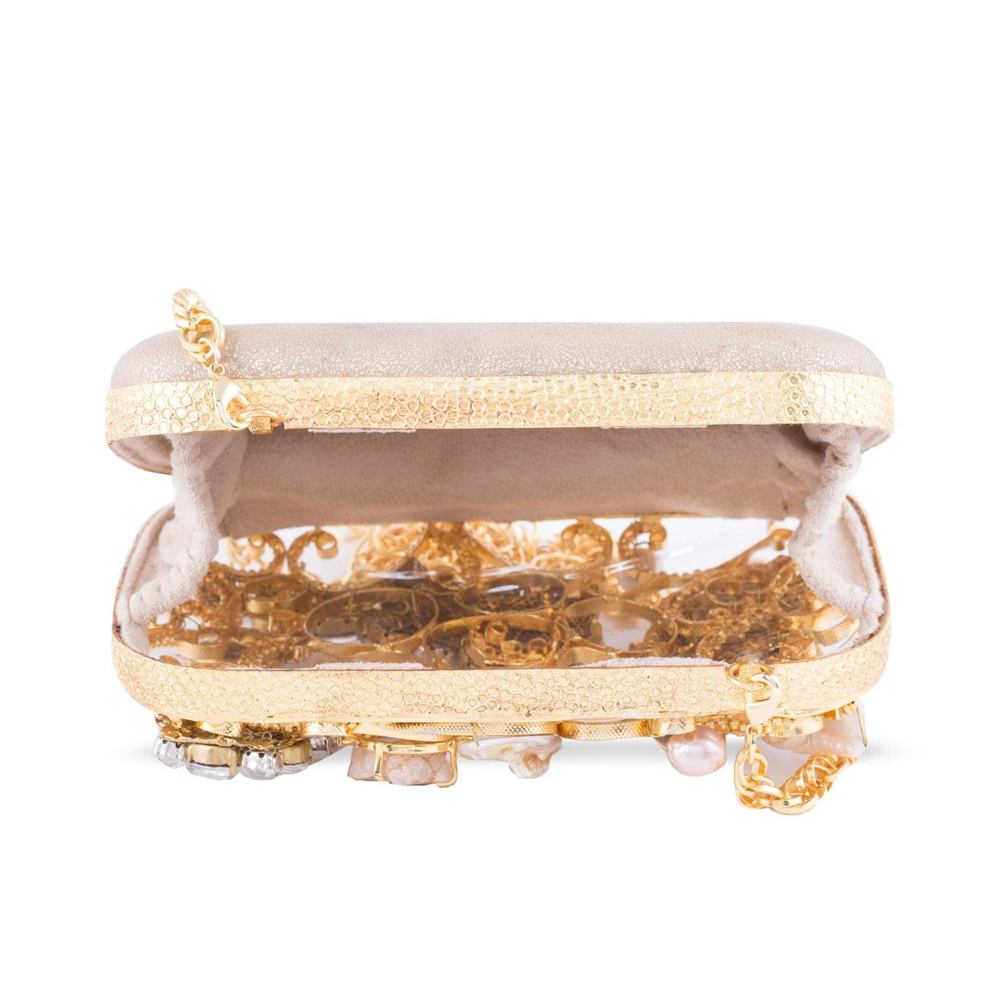 Belle Vignes Rectangle Gold Clutch - Women's bridal and bridesmaids clutch bag