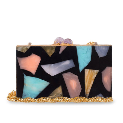 Coraile Gold Clutch - Women's evening clutch bag in black