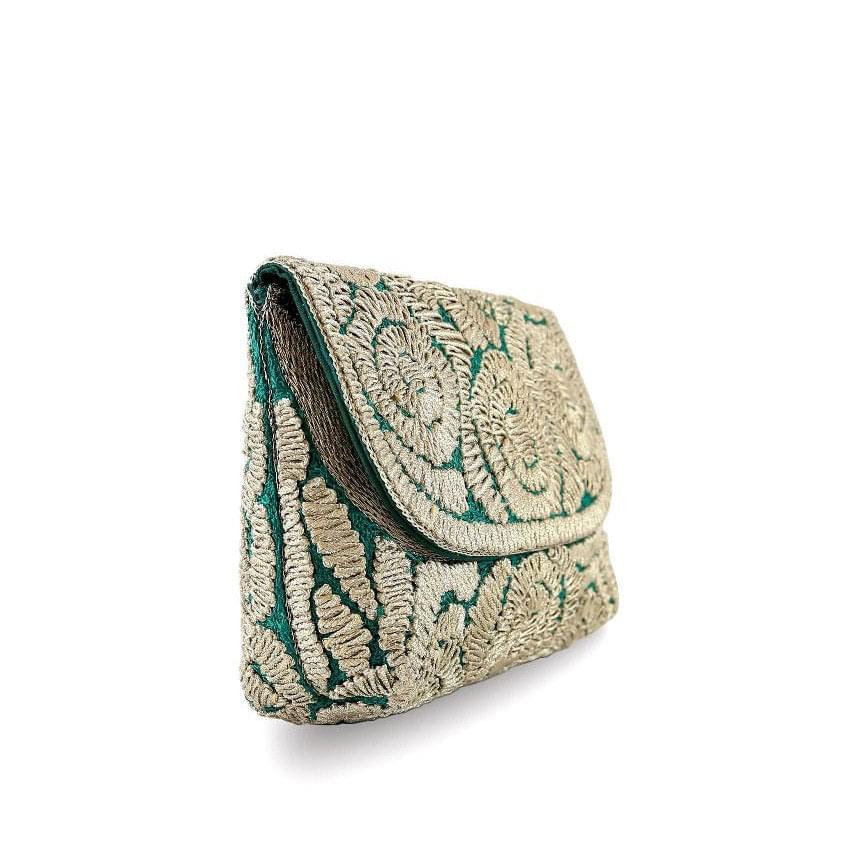 Cord Green Clutch - Women's evening clutch bag