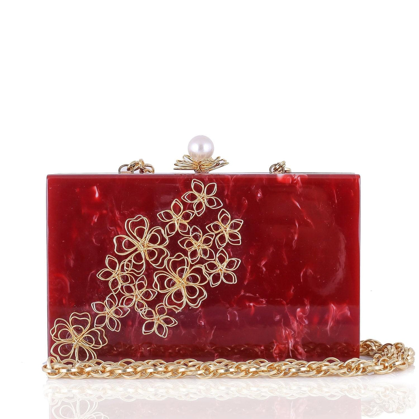 Dahlia Red Clutch - Women's evening clutch bag