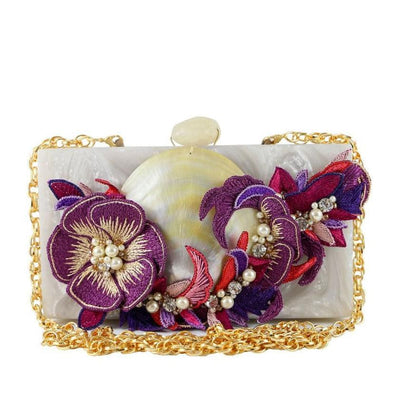 Goddess Garden Ivory Clutch - Women's evening clutch bag