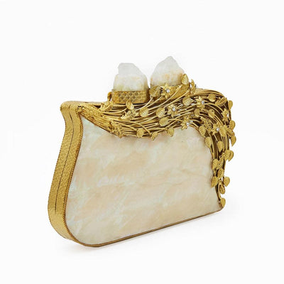 La Perla Ivory Clutch - Women's bridesmaids clutch bag in gold and embellishments