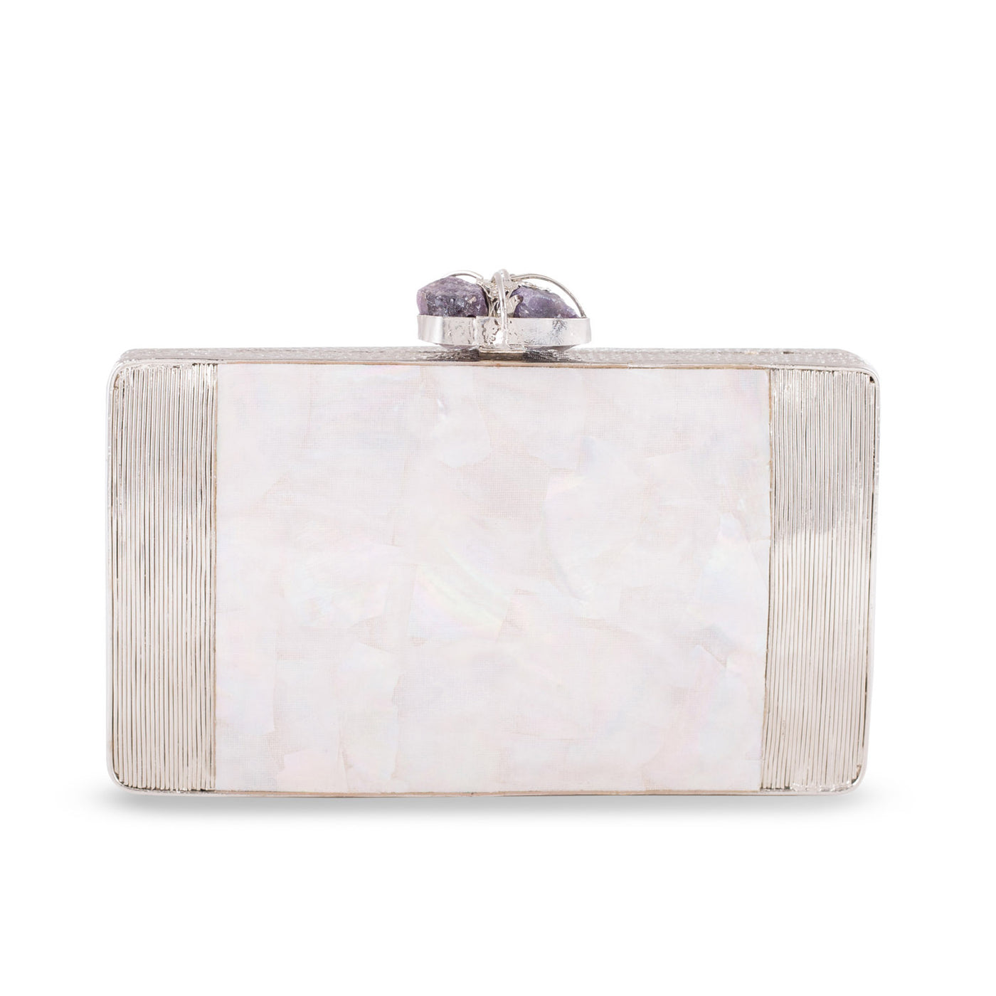 Lines Silver Clutch - Reversible clutch bag for women