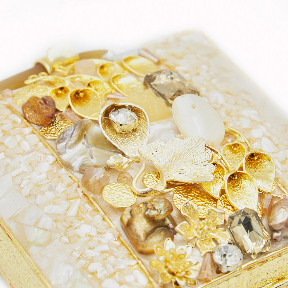 Mini Pearl Beauty Gold Clutch - Women's bridal clutch bag in gold and embellishments