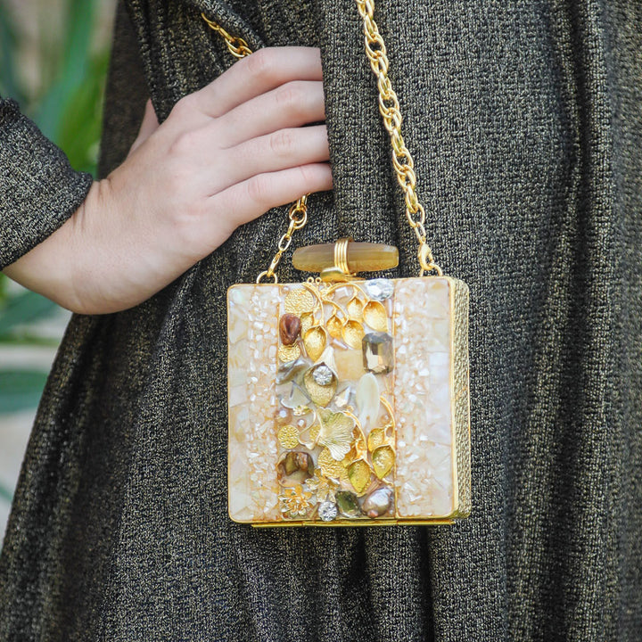 Mini Pearl Beauty Gold Clutch Women's bridal clutch bag in gold