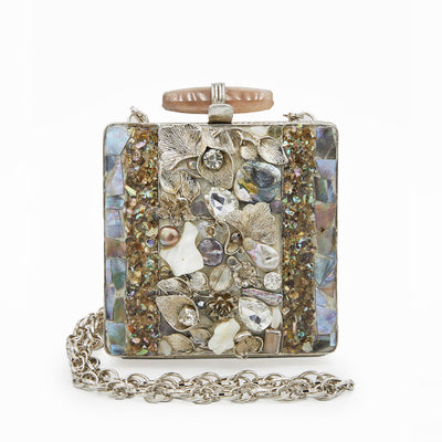 Mini Pearl Beauty Silver Clutch - Women's bridal and bridesmaids clutch bag