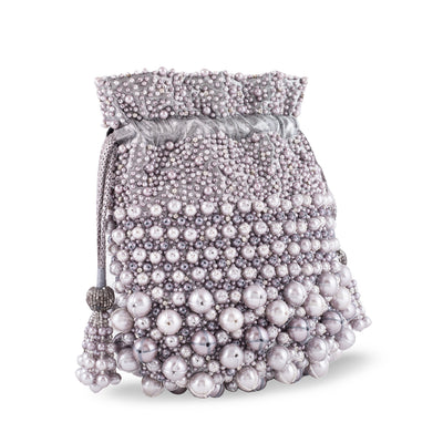 Pearl Bucket Pewter - Women's clutch bag for evening wear